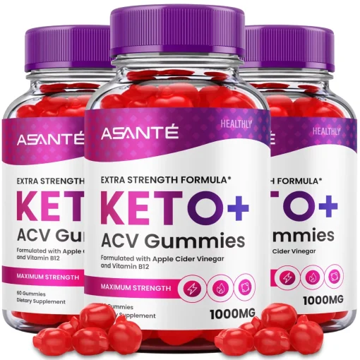 (3 Pack) Asante Keto ACV Gummies for Weight Loss Apple Cider Vinegar Vitamin B12 (180 Gummies)